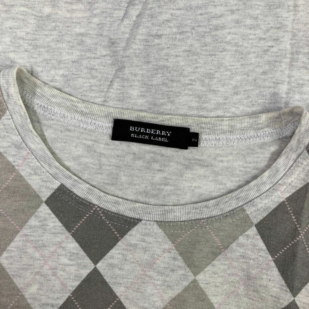 BURBERRY BLACK LABEL(バーバリーブラックレーベル)のバーバリー　ブラックレーベル　Tシャツ　カットソー　アーガイル　チェック柄　古着 メンズのトップス(Tシャツ/カットソー(半袖/袖なし))の商品写真