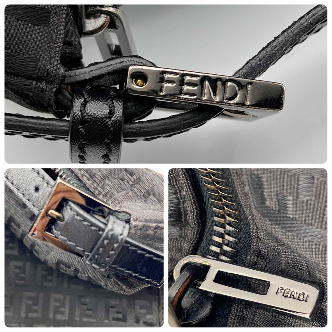 ふわ古着【美品】FENDI アクセサリーポーチ ハンドバッグ ズッキーノ ブラック