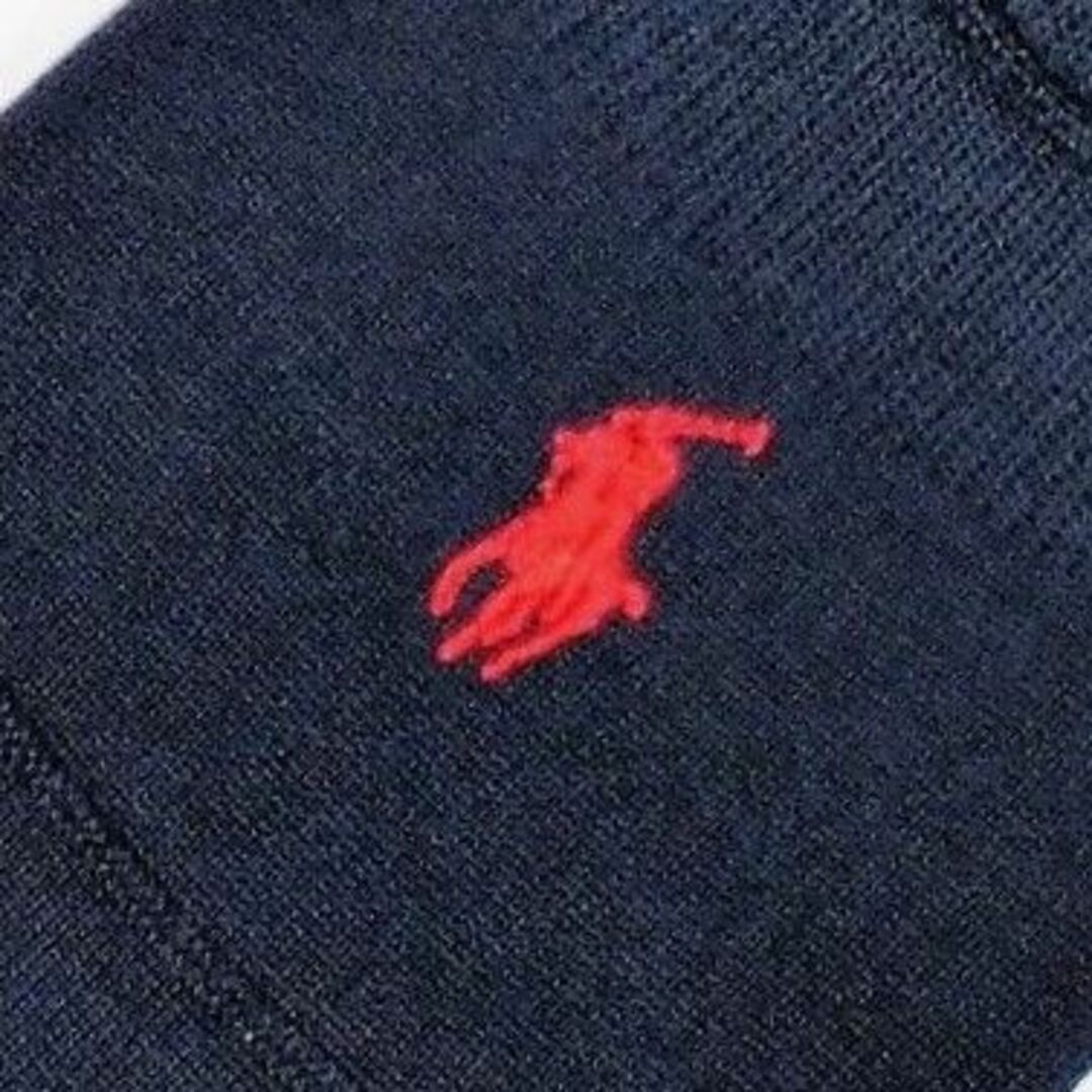 POLO RALPH LAUREN(ポロラルフローレン)の大きめ24－26㎝ラルフ【フットカバー】深型無地　紺地P赤1760円（税送込） レディースのレッグウェア(ソックス)の商品写真