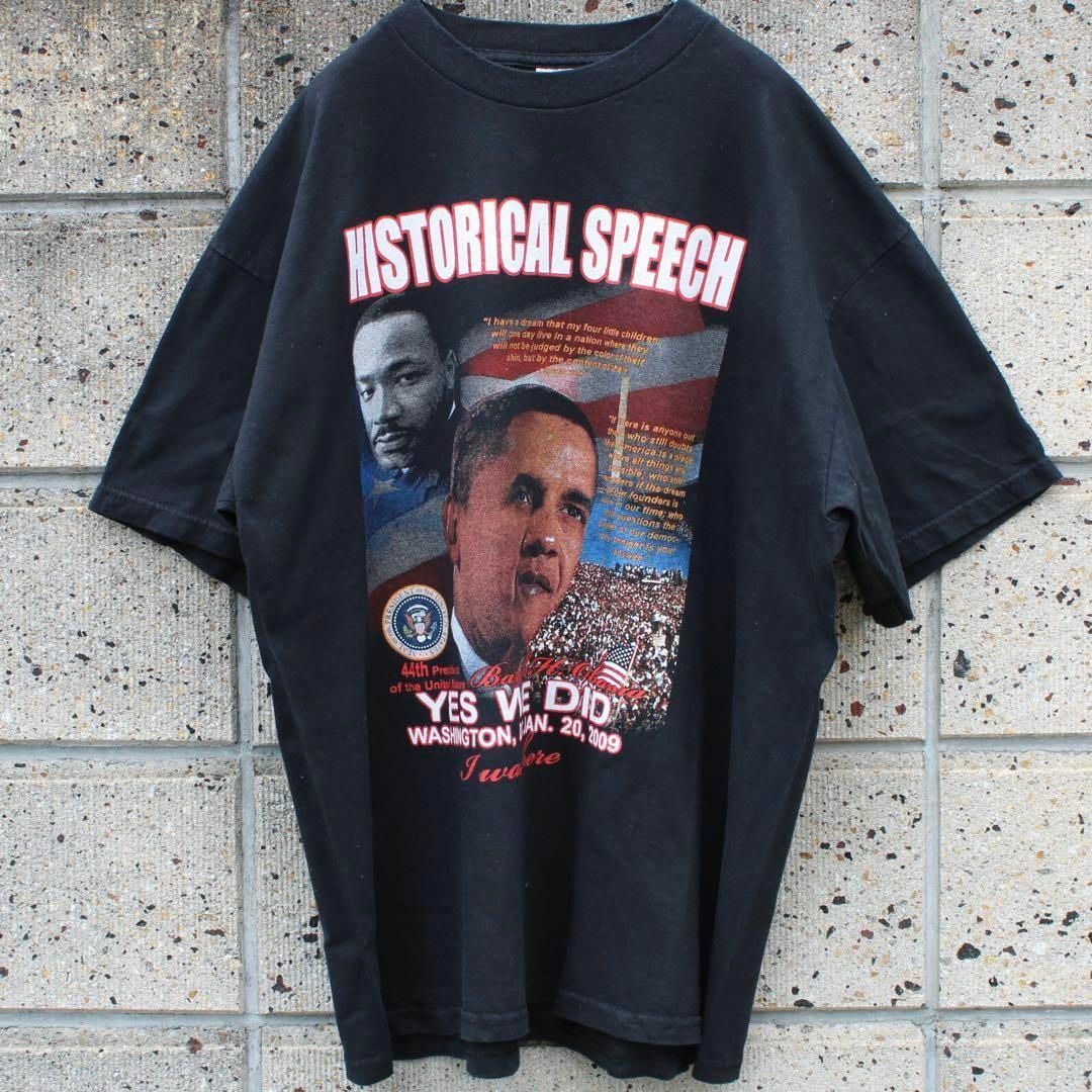 キング牧師 × オバマ元大統領"HISTORICAL SPEECH"古着Tシャツ メンズのトップス(Tシャツ/カットソー(半袖/袖なし))の商品写真