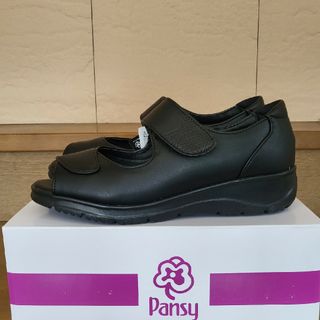 パンジー(pansy)の新品 パンジー 4077 ブラック 23.5 さらっと汗吸収 軽量 オープントゥ(サンダル)