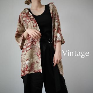 アートヴィンテージ(ART VINTAGE)の【vintage】デッドストック シルク レトロ 花柄 総柄 半袖シャツ XL(シャツ)