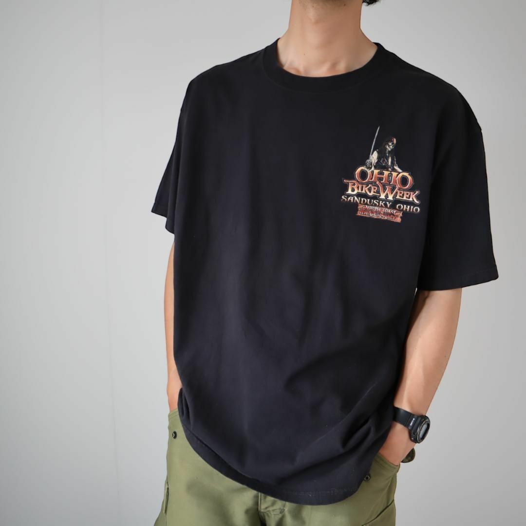 【00’s】バイクイベント ロック ファンキー プリント Tシャツ 黒 XL 1