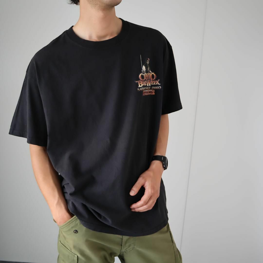 【00’s】バイクイベント ロック ファンキー プリント Tシャツ 黒 XL 2