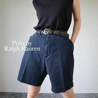 ポロラルフローレン(POLO RALPH LAUREN)の【ラルフローレン】ワイド クラシック チノショーツ ルーズ 90s 濃紺 W36(ショートパンツ)