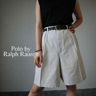 ポロラルフローレン(POLO RALPH LAUREN)の【ラルフローレン】2タック クラシックチノ ワイド ショーツ 90s 白 W38(ショートパンツ)