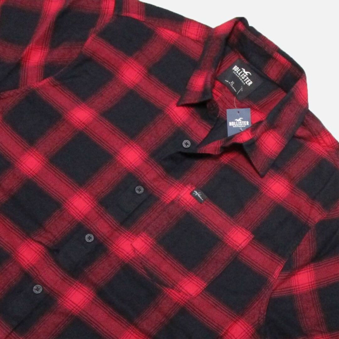 Hollister(ホリスター)の★新品★ホリスター★ネルチェック半袖シャツ (Red/Black/XL) メンズのトップス(シャツ)の商品写真