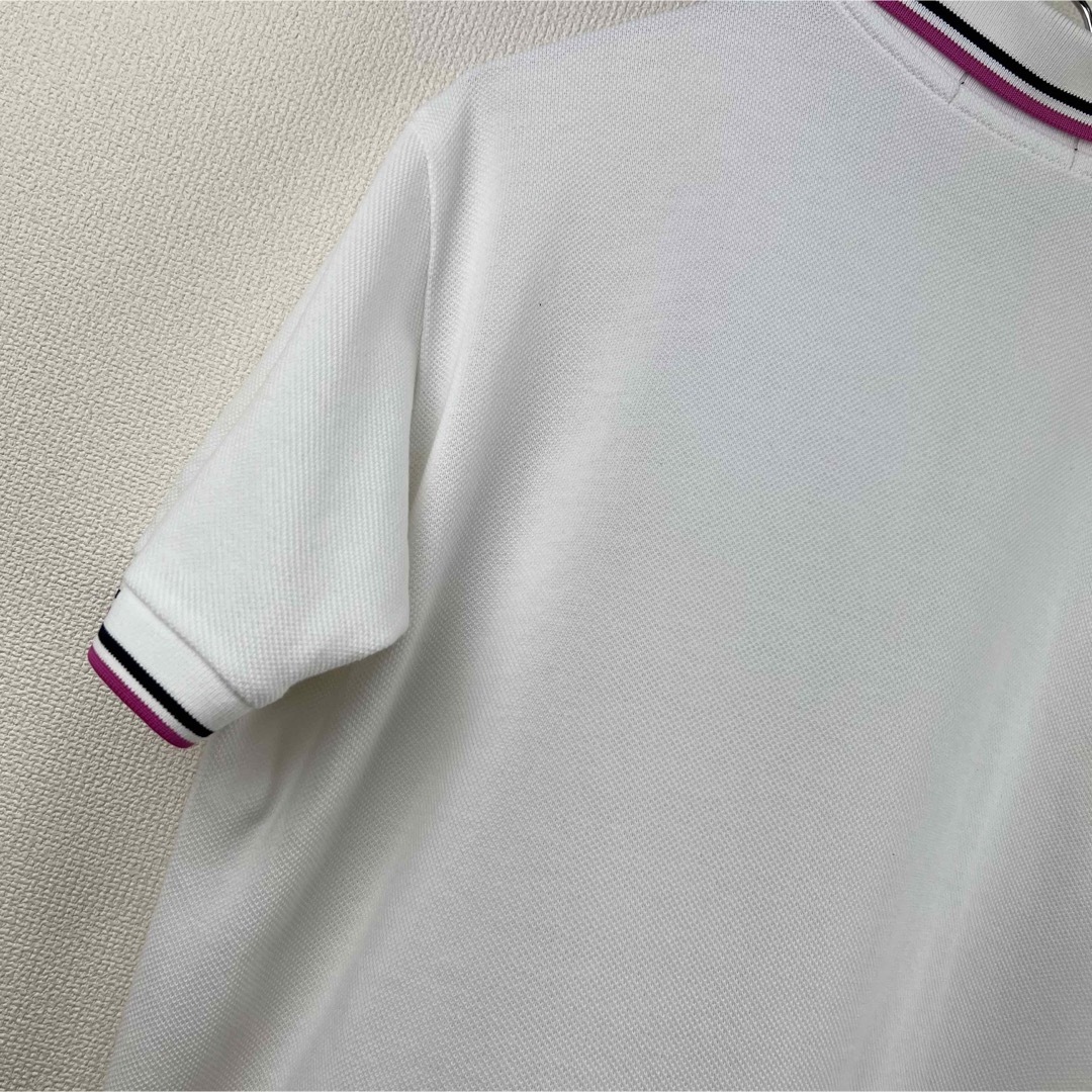 FRED PERRY(フレッドペリー)の大人気　フレッドペリー　FREDPERRY ポロシャツ　半袖　白ピンク　M メンズのトップス(ポロシャツ)の商品写真