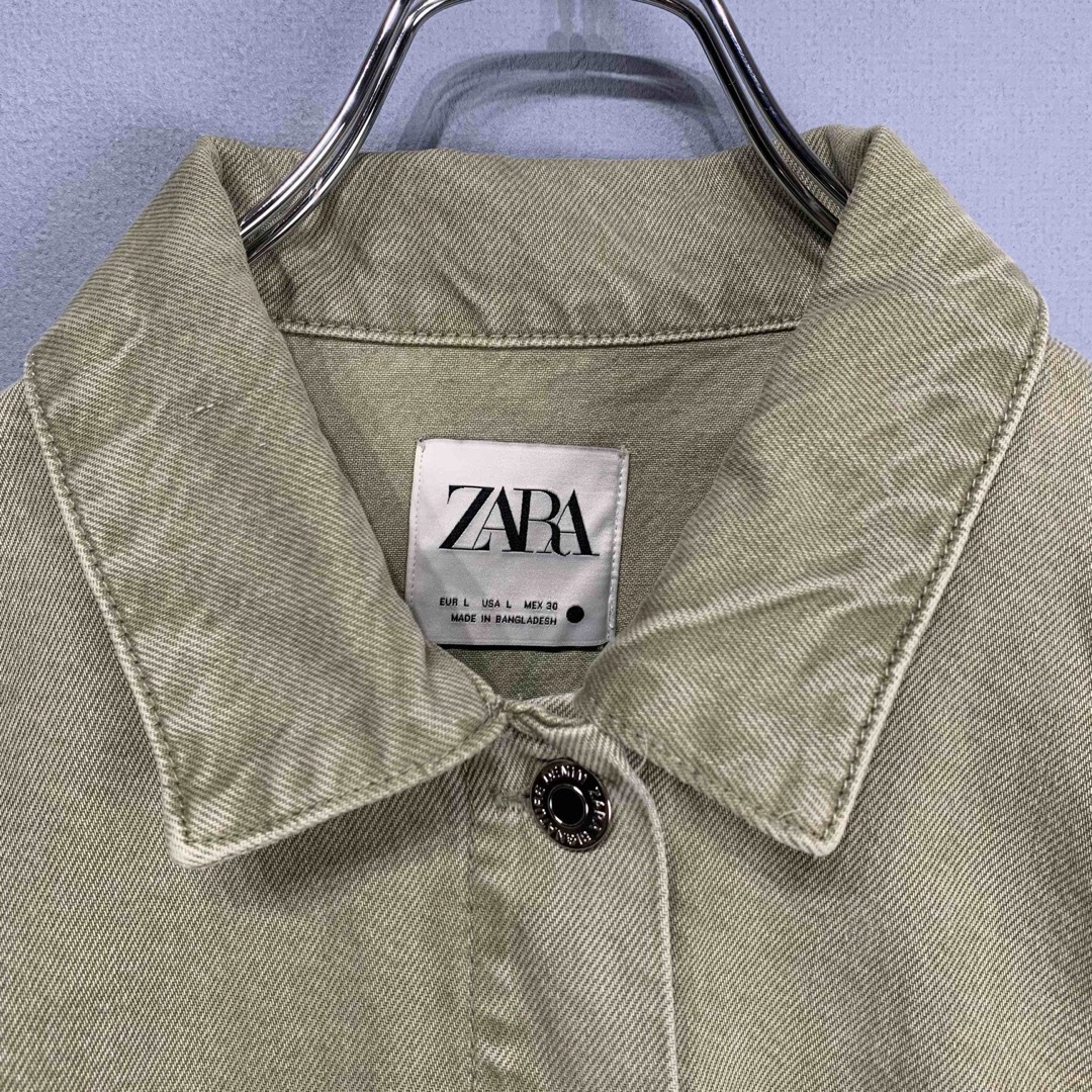 ZARA(ザラ)のC027 ザラ L デニムジャケット 裾ラウンド 長袖 カジュアル レディースのトップス(シャツ/ブラウス(長袖/七分))の商品写真