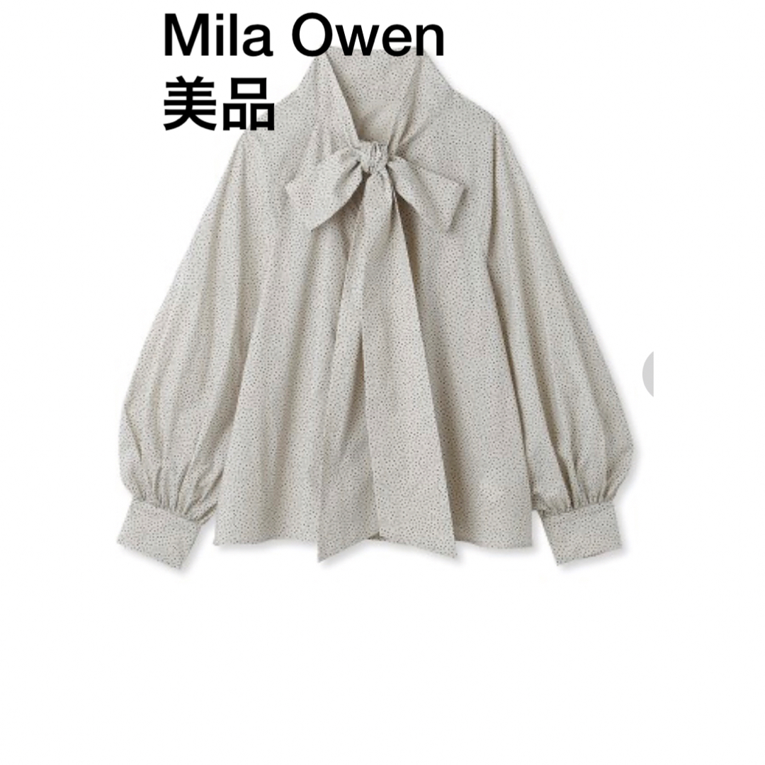 Mila Owen(ミラオーウェン)のMila Owen 2WAYリボンタイボリュームスリーブブラウス 美品 レディースのトップス(シャツ/ブラウス(長袖/七分))の商品写真