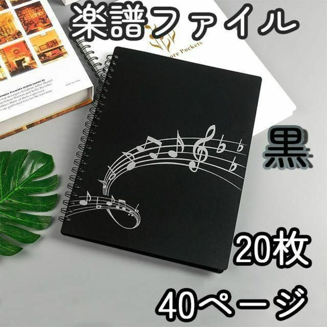 上品】 楽譜ファイル 演奏 レッスン 楽譜 黒 A4 バインダー 40ページ 書き込み可