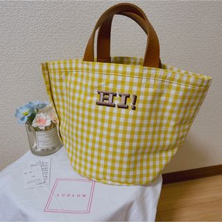 LUDLOW  Shirring stripe tote S  イエロー