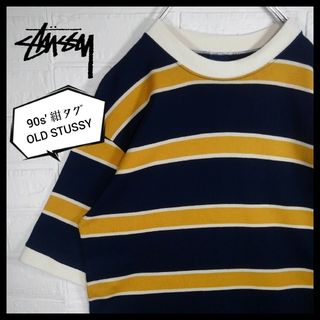 STUSSY - 《STUSSY(ステューシー)》90s'紺タグ ロゴ刺繍ボーダー ...