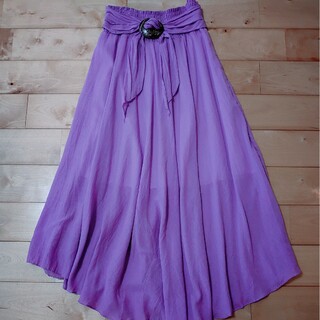 フレアスカート ロングスカート 紫(ロングスカート)