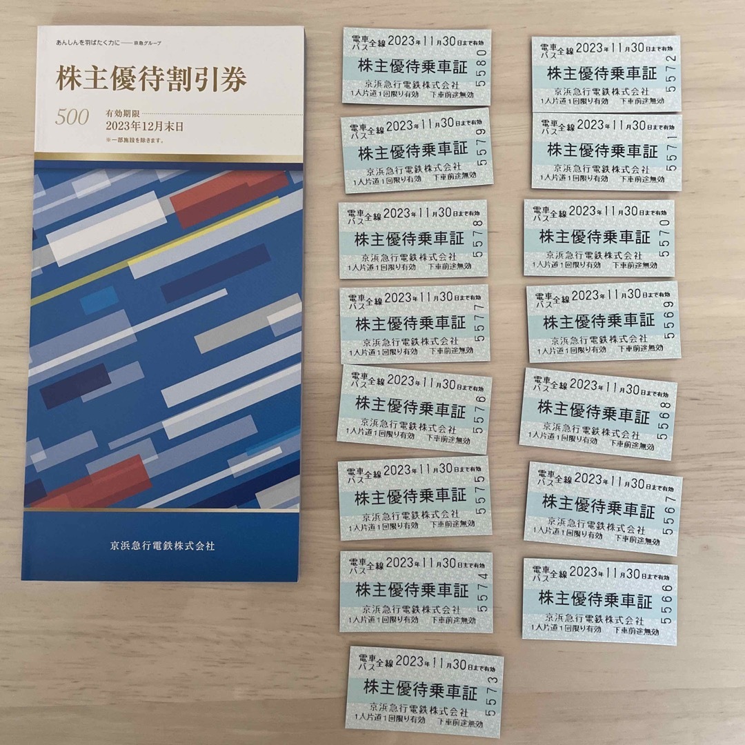 京急株主優待(優待乗車券15枚と優待冊子1冊) チケットの乗車券/交通券(鉄道乗車券)の商品写真