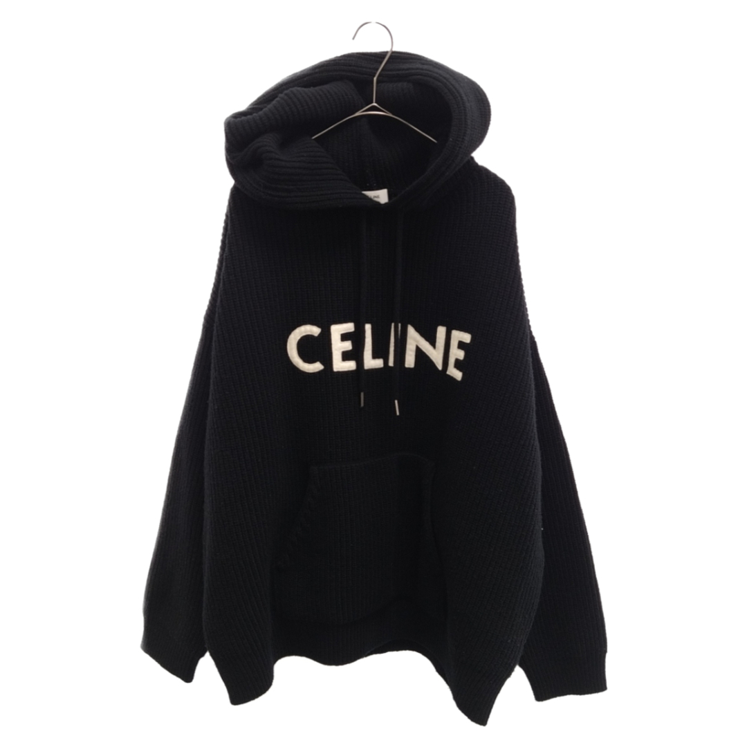 CELINE セリーヌ フードセーター リブ編みウール パーカー Lサイズ ...