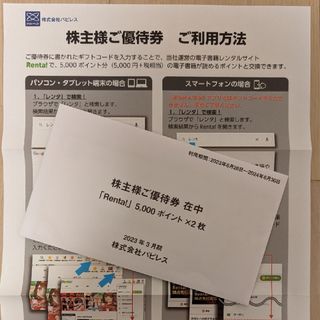電子書籍サイトRenta! 10,000ポイント パピレス 株主優待(その他)