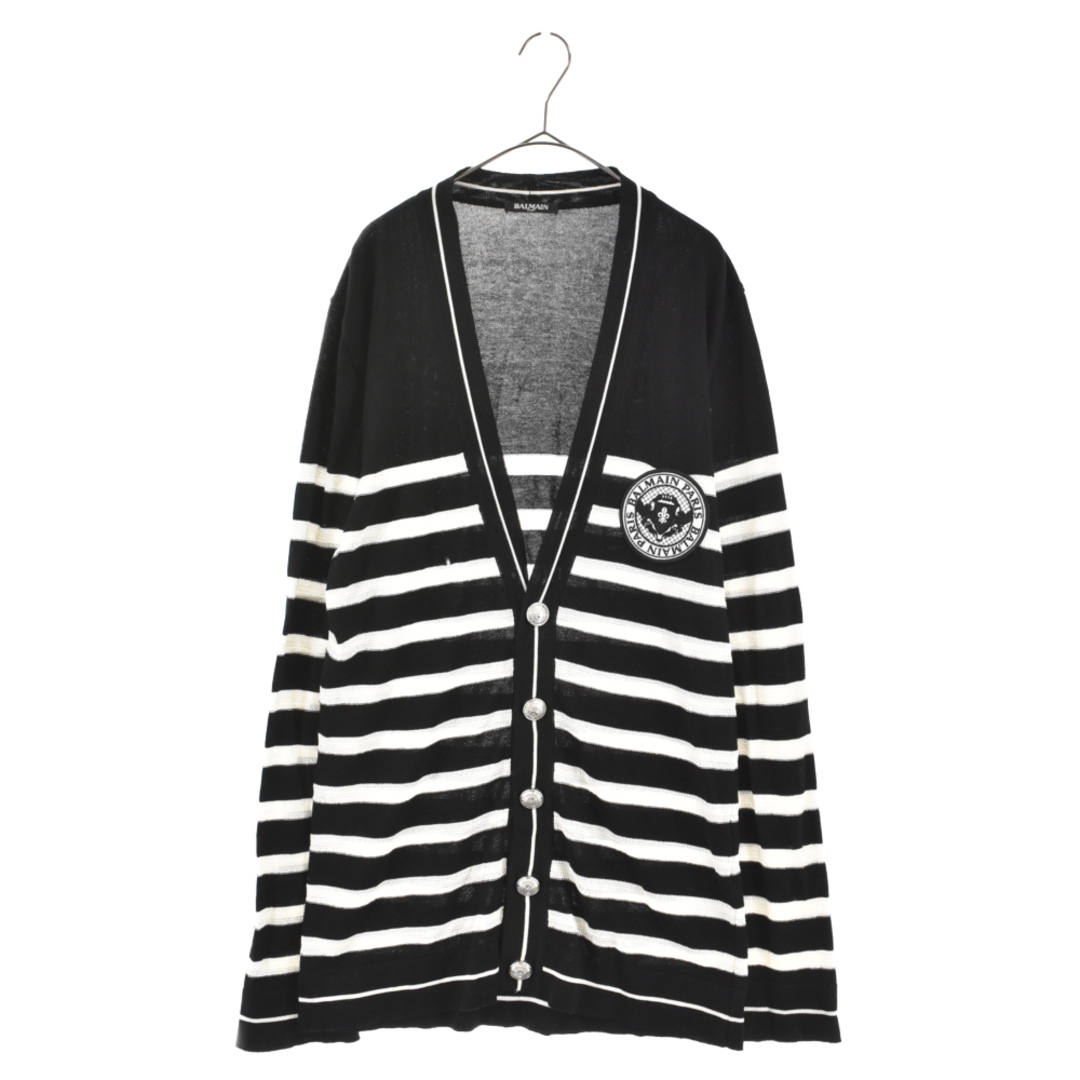 BALMAIN - BALMAIN バルマン Emblem Border Knit Cardigan エンブレム