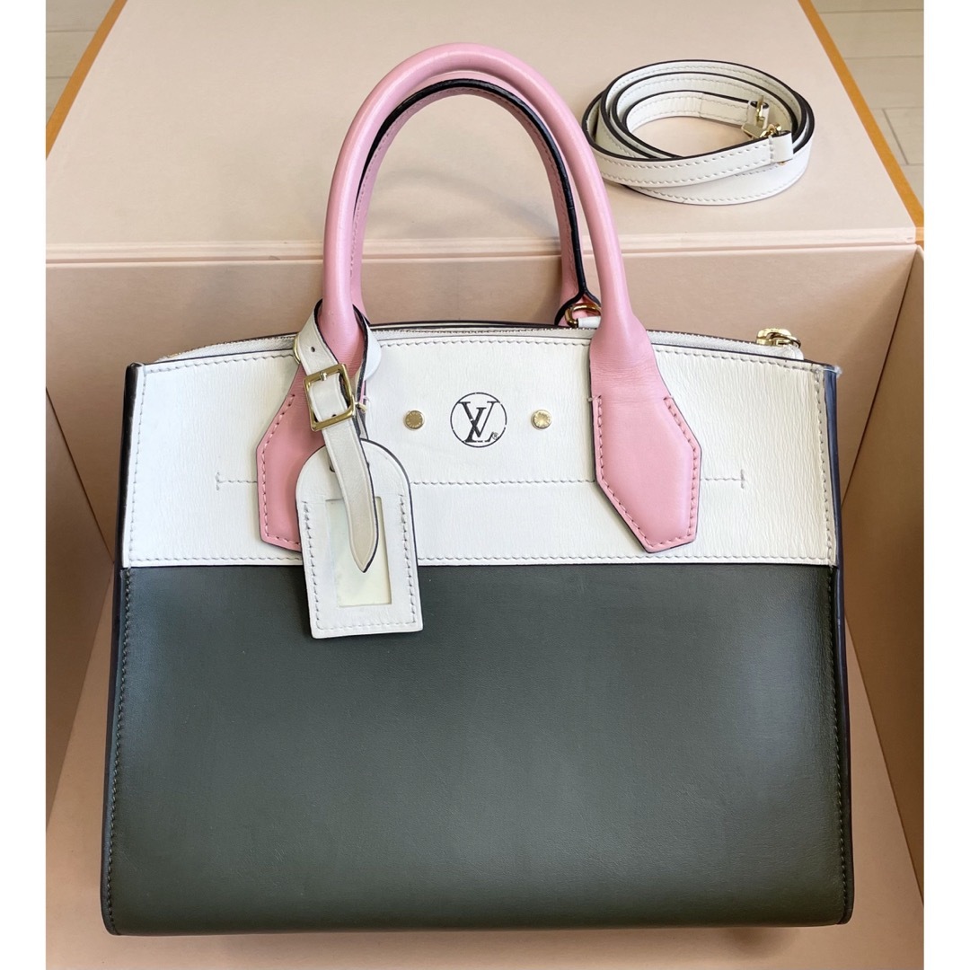 Louis Vuitton City Stemer PM カーフ ハンドバッグ牛革トリミング