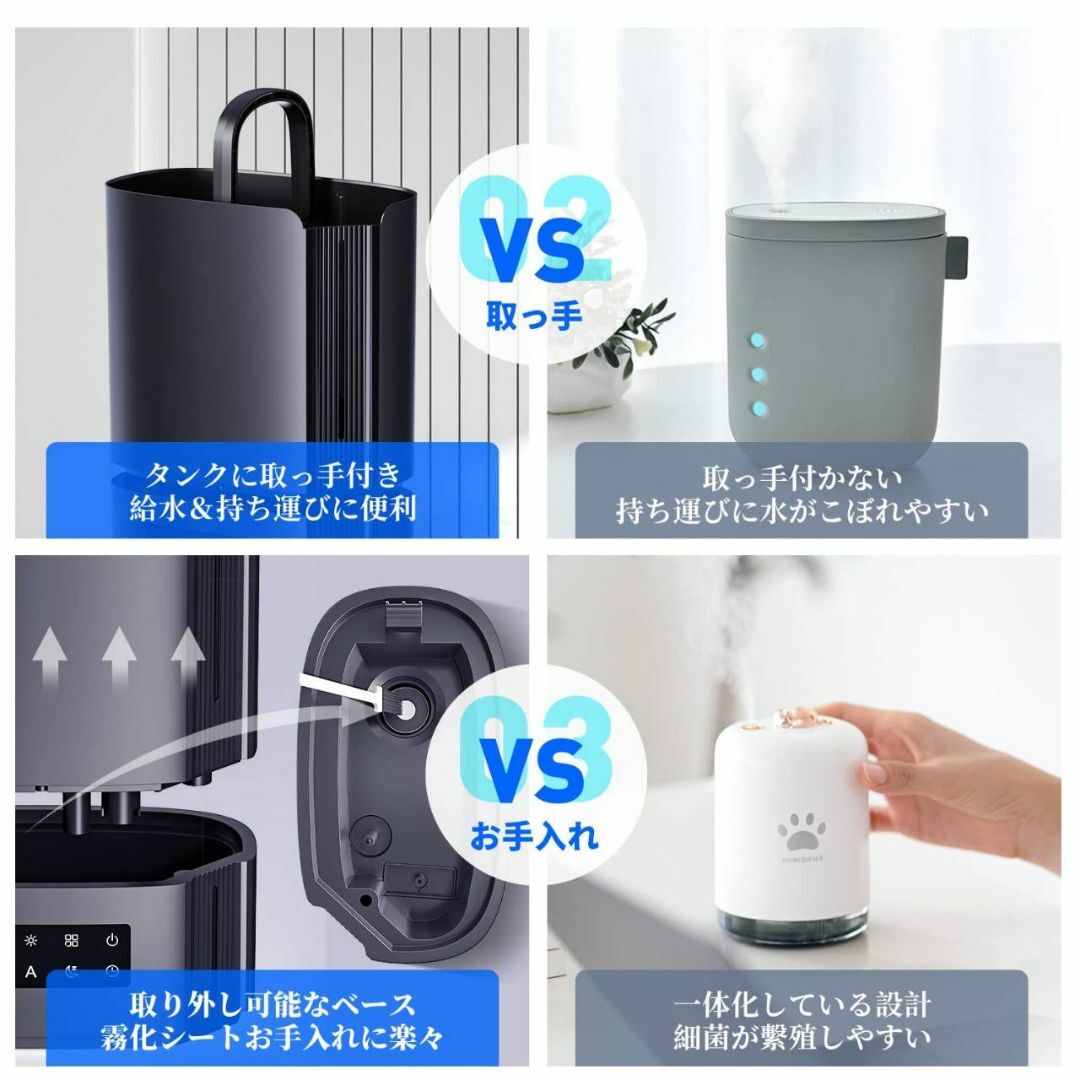 オシャレな卓上加湿器 アロマオイル使用可能 42時間連続稼働