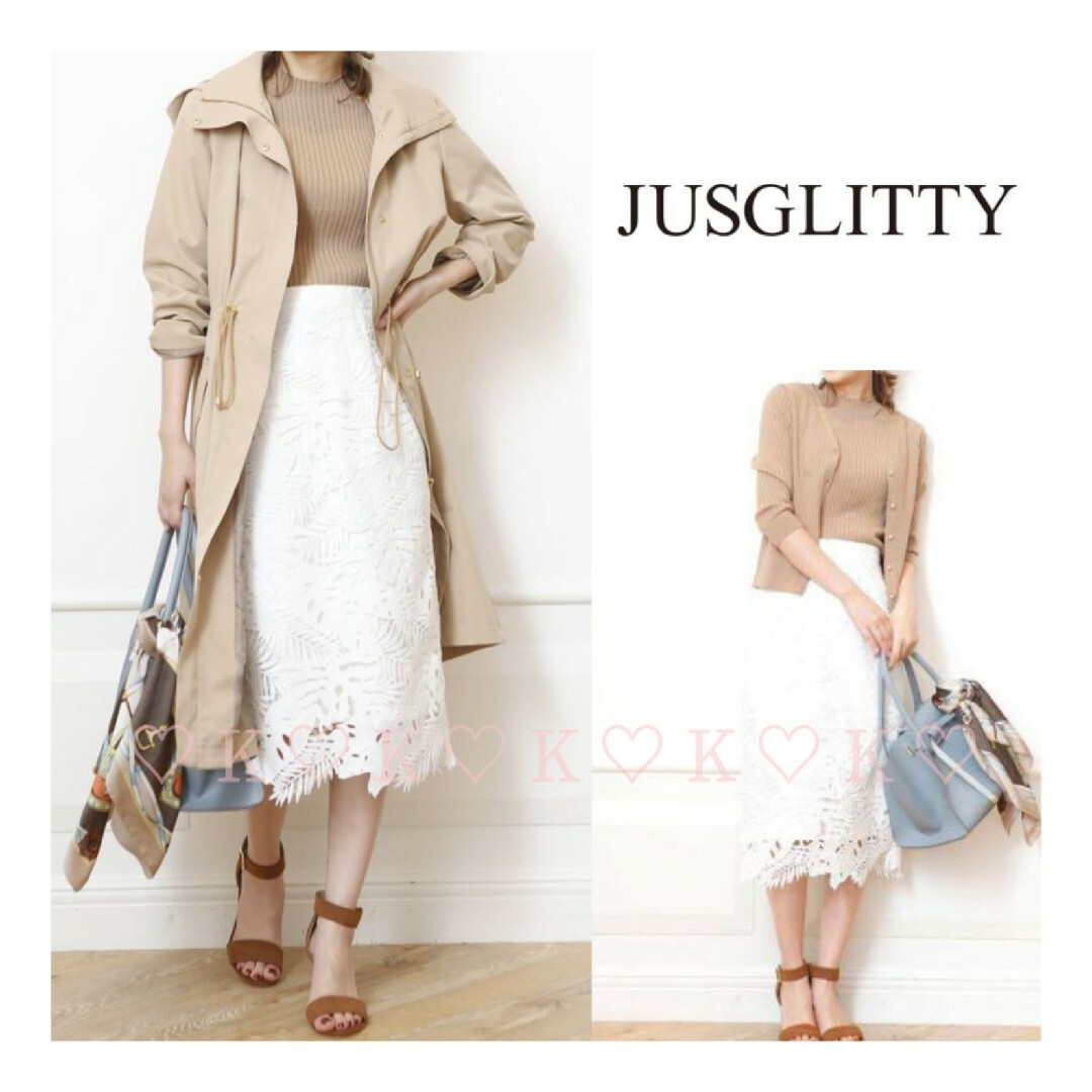 〘新品未着用品〙JUSGLITTY＊リーフレースタイトスカート