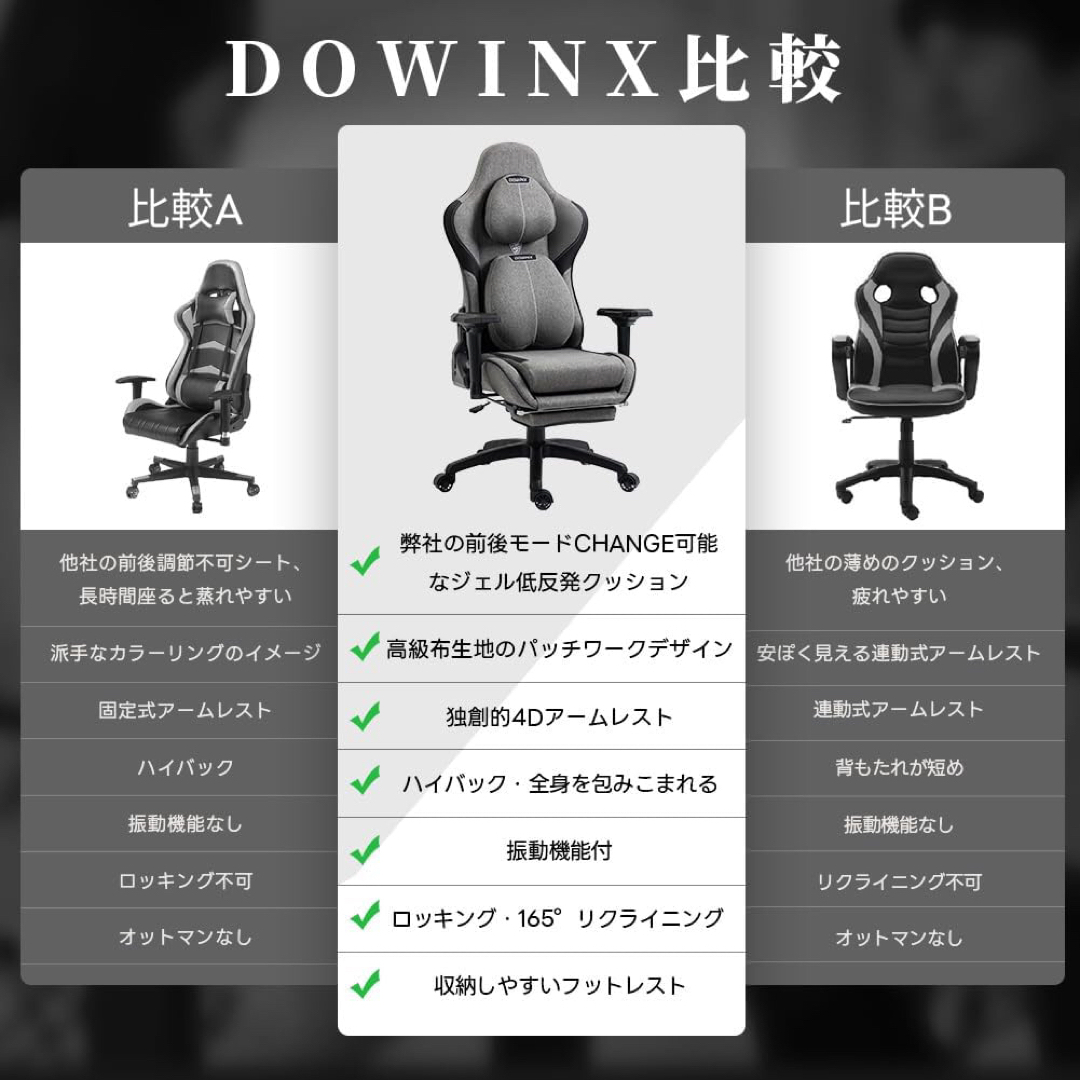 Dowinx ゲーミングチェア オフィスチェア パソコンチェア PC チェア
