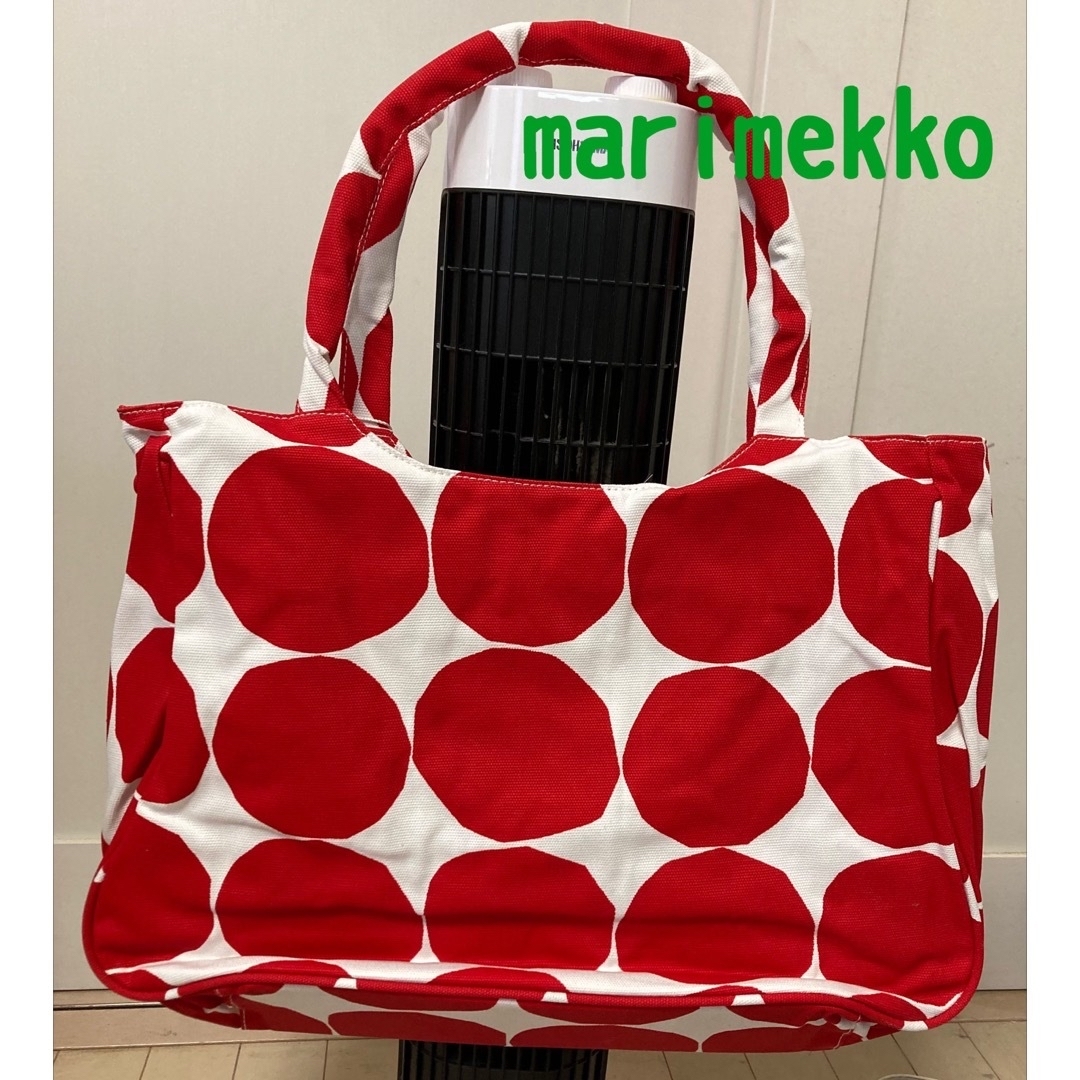 訳あり　marimekko マリメッコ　トートバッグ　ドット　レッド　水玉　赤