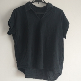オゾック(OZOC)の抜き衿スキッパーシャツ(黒)(シャツ/ブラウス(半袖/袖なし))