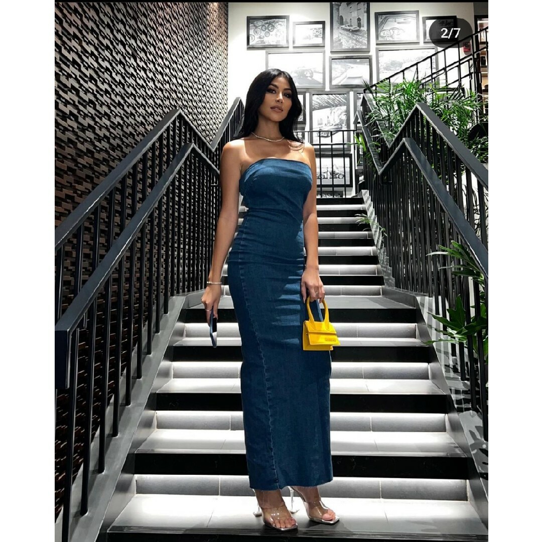 ZARA ZW テーラード デニムワンピース Lサイズ ブルー ZARA ZW テーラード デニムワンピース Lサイズ ブルー