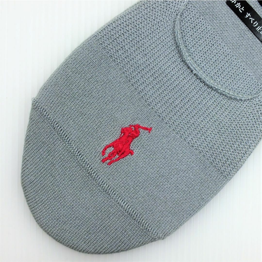 POLO RALPH LAUREN(ポロラルフローレン)の小さめ21-23㎝ラルフ【フットカバー】深型無地　灰地Ｐ赤新品1760送込） レディースのレッグウェア(ソックス)の商品写真