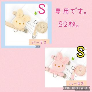 ベージュうさぎ　ハーネスS　 ぬいぐるみ　リード付き　首輪(リード/首輪)