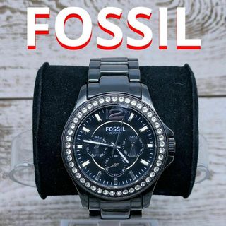 フォッシル(FOSSIL)の動作品　フォッシル　セラミック　腕時計　レディース　黒　FOSSIL　定価4万円(腕時計)