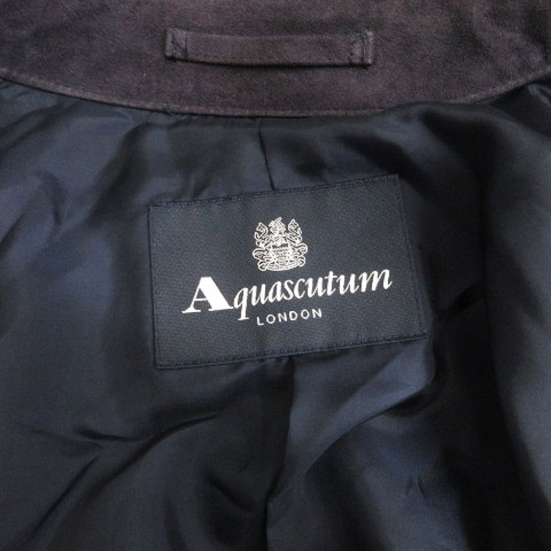 AQUA SCUTUM(アクアスキュータム)のアクアスキュータム トレンチコート ショート丈 無地 スエード 紺 10 レディースのジャケット/アウター(トレンチコート)の商品写真