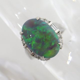 【Jewelry】Pt900 天然オパール･リング ブラックオパール:5.57ct D:0.54ct 13.5号 13.0g【中古】/md14924ng(リング(指輪))