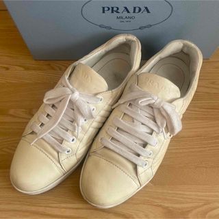 プラダ(PRADA)のPRADA プラダ　ダイヤグラム　レザー　スニーカー　レディース　23.5㎝(スニーカー)