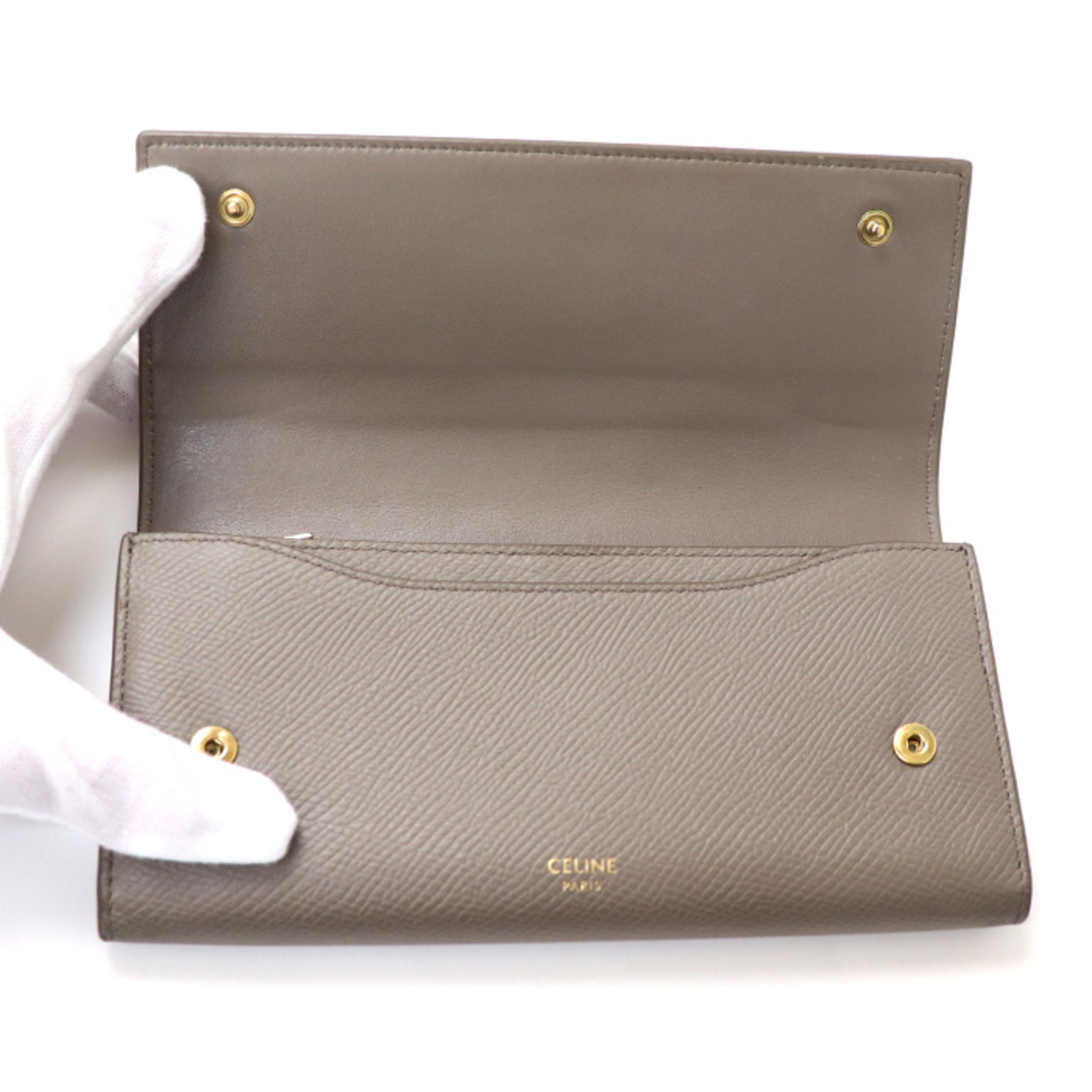 celine(セリーヌ)のCELINE セリーヌ ラージ フラップウォレット  長財布 ペブル 10B563BEL レディース【中古】 レディースのファッション小物(財布)の商品写真