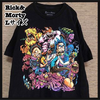 リックアンドモーティー】半袖Tシャツ　怪物　モンスタ　キャラクタ　アメコミ黒66(Tシャツ/カットソー(半袖/袖なし))