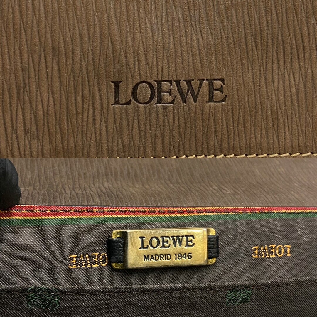 実寸サイズ縦極 美品 LOEWE ロエベ ヴィンテージ ベラスケス ツイストハンドル レザー 本革 ハンドバッグ ミニ ボストンバッグ ブラウン 28426