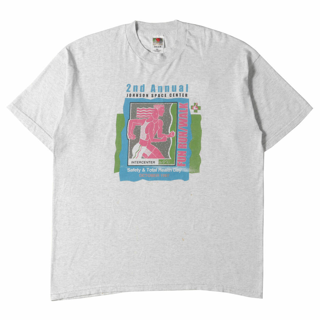90s - 00s ヴィンテージ  Vintage / Used 90s ランニング アート クルーネック Tシャツ 90年代 USA製 FRUIT OF THE LOOM フルーツオブザルーム アッシュグレー XL トップス 半袖 【メンズ】