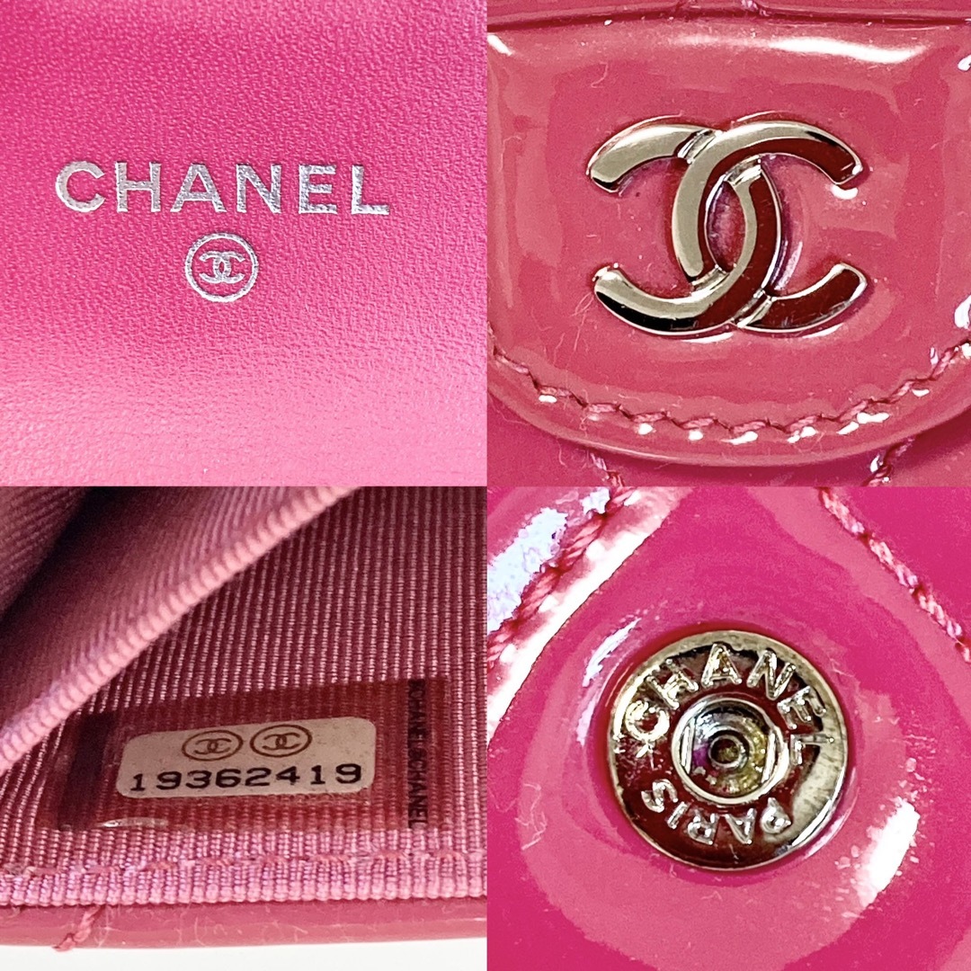 CHANEL(シャネル)のCHANEL シャネル エナメル フラップ コインケース 折り財布 シルバー金具 レディースのファッション小物(財布)の商品写真