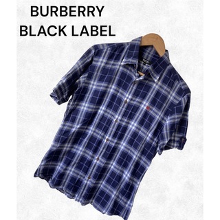 バーバリーブラックレーベル(BURBERRY BLACK LABEL)の【希少】BURBERRY BLACK LABEL 半袖シャツ　ネイビー　M(シャツ)