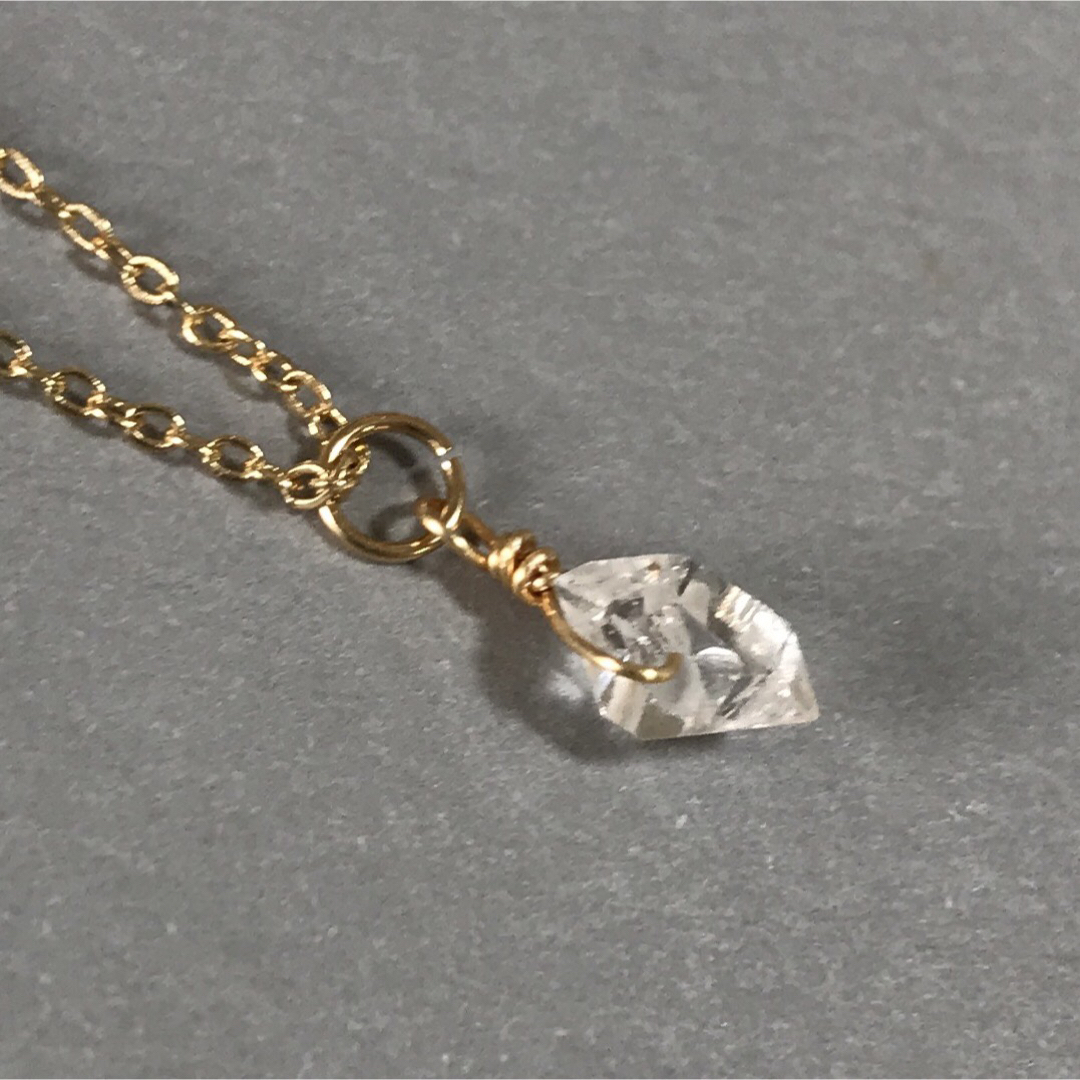 14kgf ハーキマーダイヤモンド ネックレス 天然石 水晶 ハンドメイドのアクセサリー(ネックレス)の商品写真