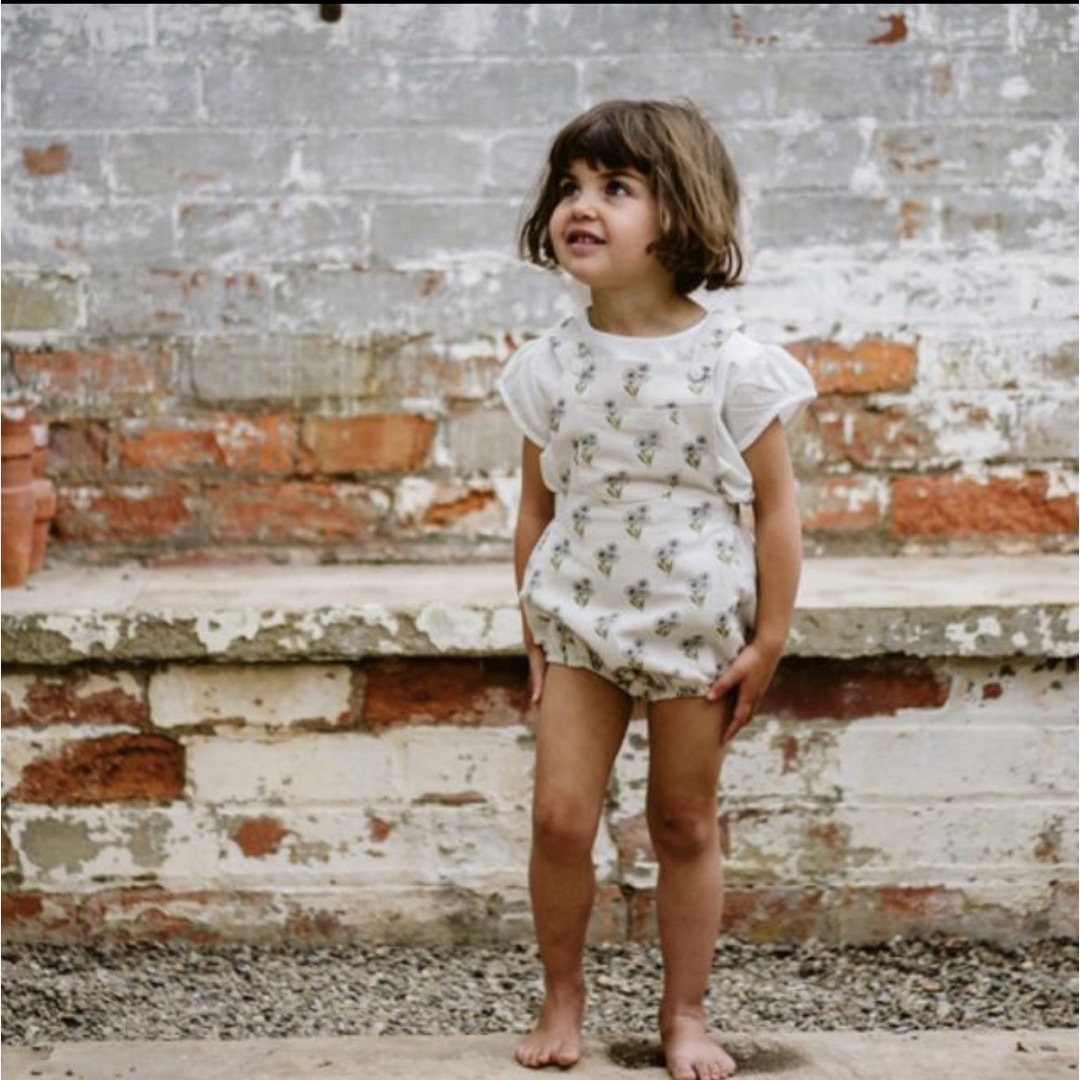 little cotton clothes リネンロンパース　2-3y