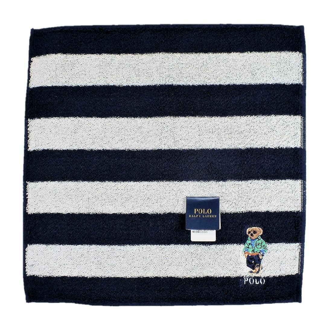 POLO RALPH LAUREN(ポロラルフローレン)の再値下げ！ポロベア「スイングトップ＆デニムパンツ柄」ハンカチ1,980円青系 レディースのファッション小物(ハンカチ)の商品写真