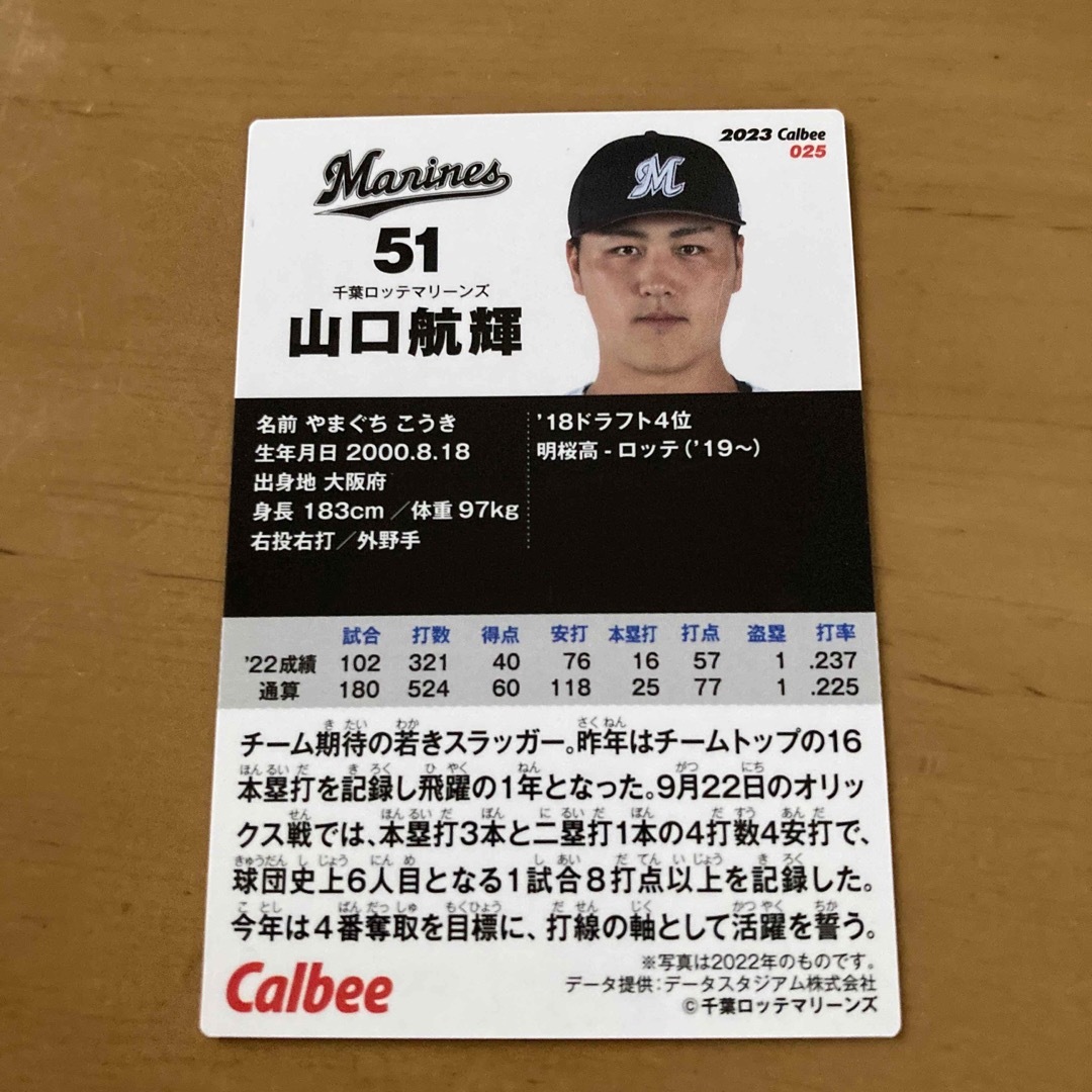 カルビー(カルビー)の山口航輝　プロ野球チップス エンタメ/ホビーのタレントグッズ(スポーツ選手)の商品写真