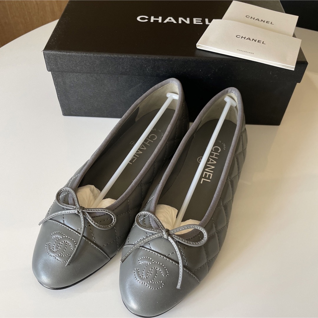 CHANEL バレエシューズ 38 グレー-