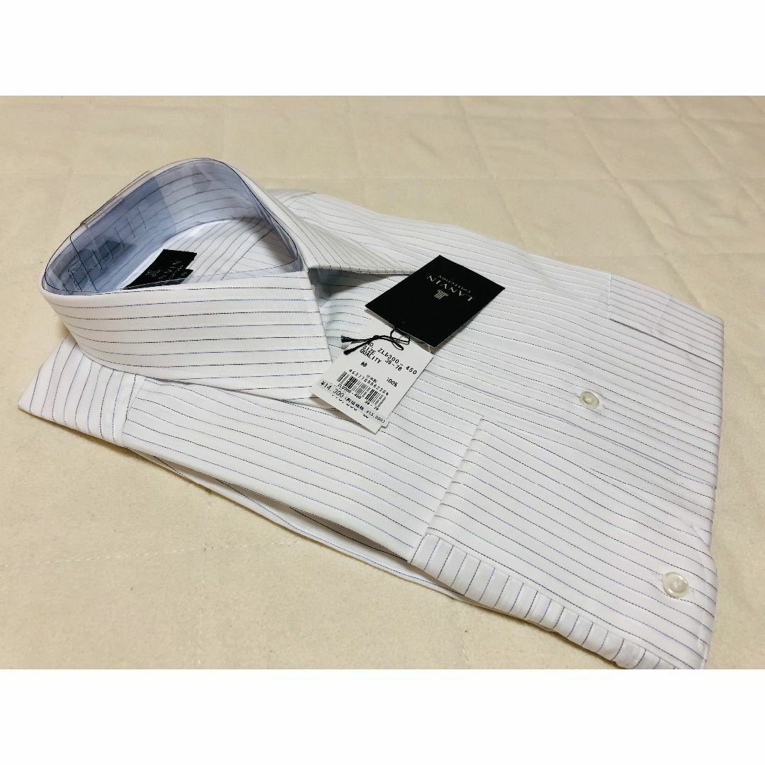 436新品LANVIN長袖ストライプワイシャツ39-78￥14300日本製