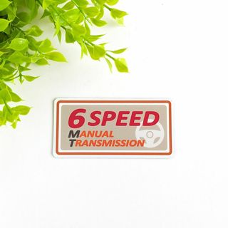 ４.５×９cm【MT車 6速 マグネットステッカー/ベージュレッド】(車外アクセサリ)