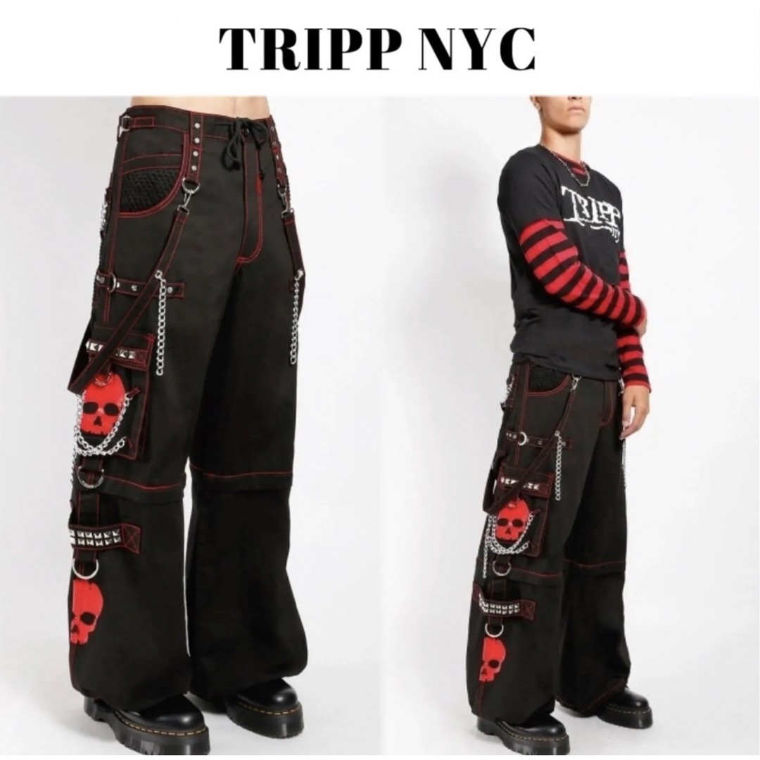 TRIPP NYC スカルボンテージパンツ レッド 2Wayパンツ