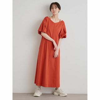 美品 emmi ワッシャー ワンピース オレンジ シアー